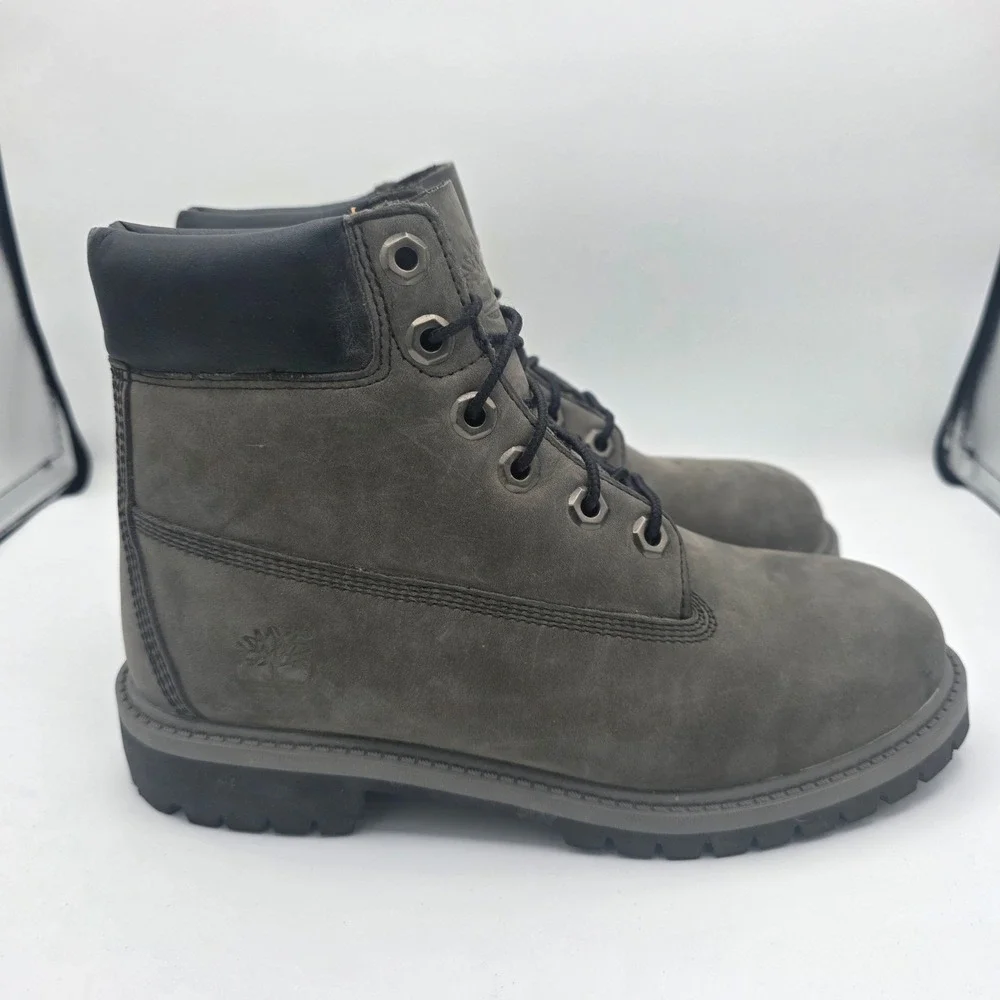 Timberland 6 Inch Premium Grey Waterproof Boots 9590R Youth 4 Women 5.5